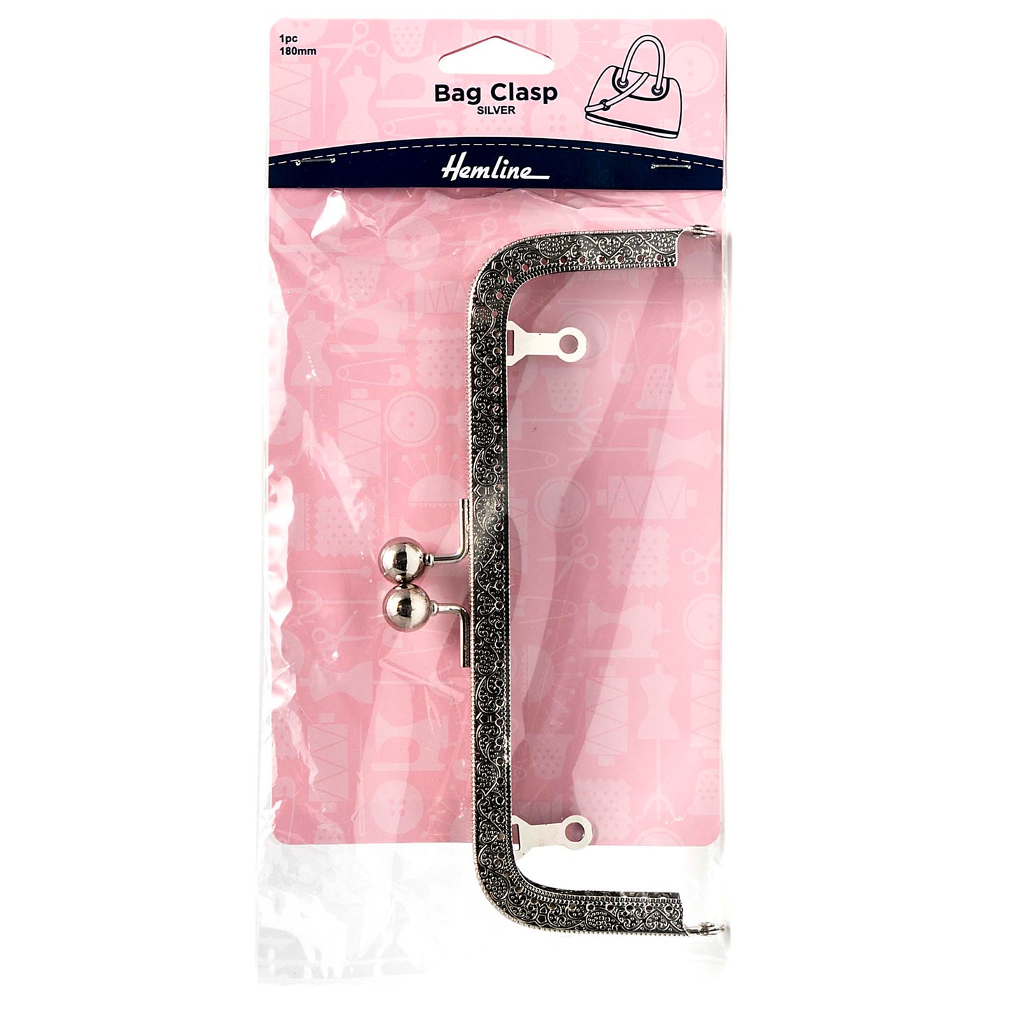 Hemline: Bag Clasp: 180mm: Nickel