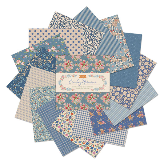 Tilda Fabric: Charm Pack: Permanent: Creating Memories: 12.5 x 12.5cm: Summer: 32 Pieces